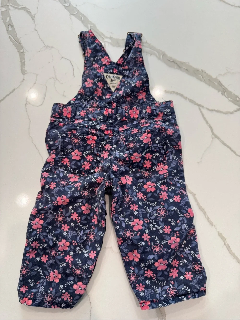 OshKosh B'gosh Navy Overalls with Pink Floral Print